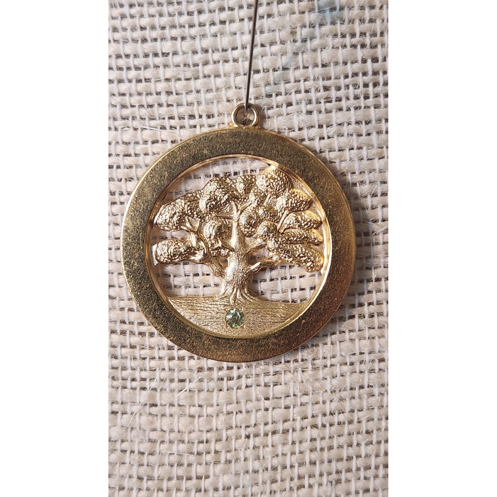 Vintage Avon Presidents Club 10k GF Tree of Life Pendant Green Stone Gold Filled